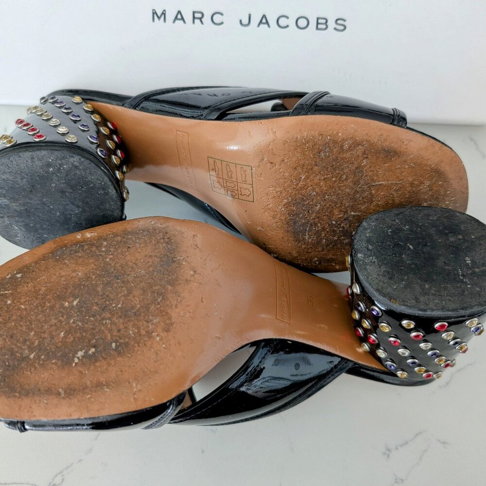 Marc Jacobs Aurora Black Leather Sandals 36 6 with Dustbag $395 - Picture 5 of 5